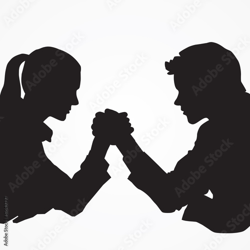 Silhouette, arm wrestling