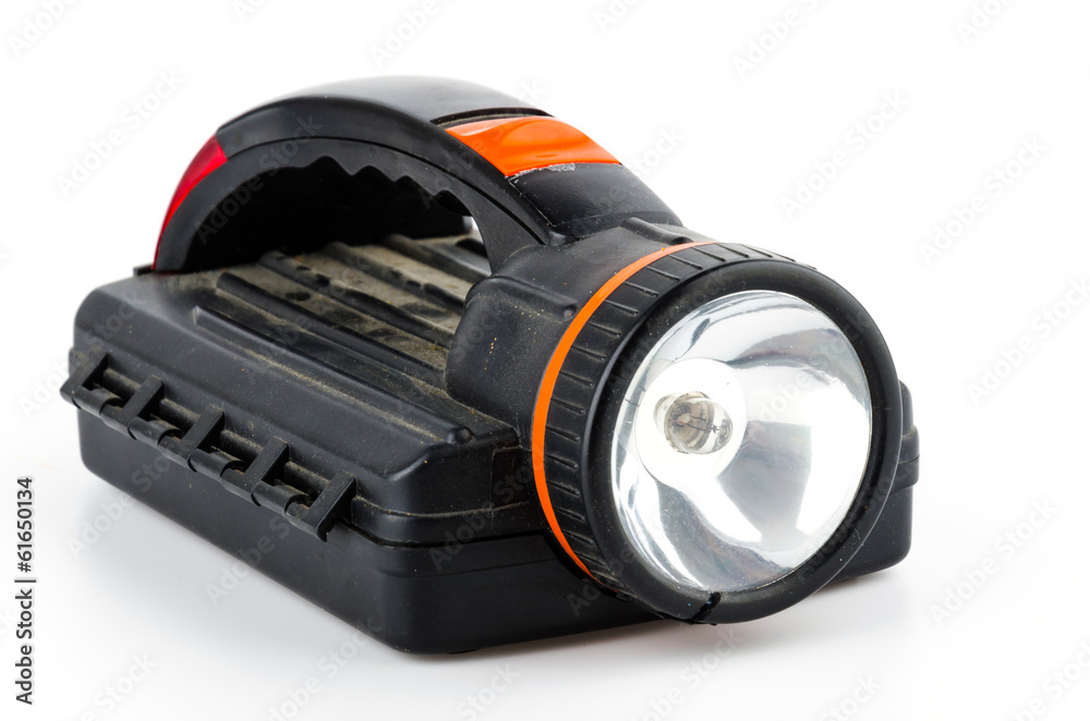 Black flashlight isolated on white background Black flashlight isolated on white background