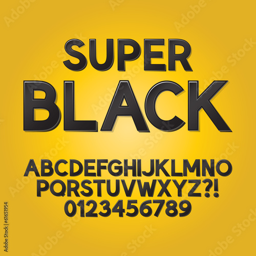 Abstract Black Shade Font and Numbers, Eps 10 Vector Editable