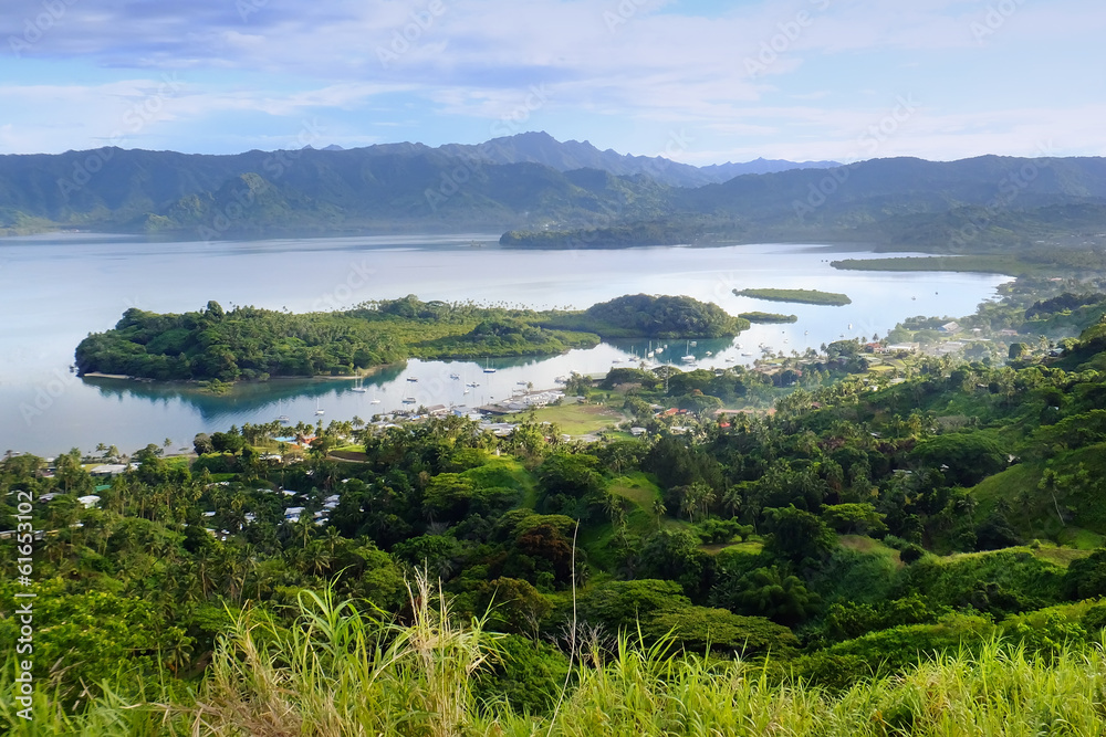 Savusavu marina and Nawi islet, Vanua Levu island, Fiji Savusavu marina and Nawi islet, Vanua Levu island, Fiji
