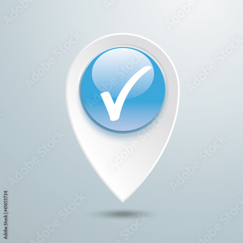 Location Marker Check Blue Button