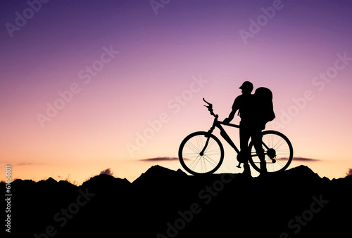 Silhouette of biker. Sport and active life concept