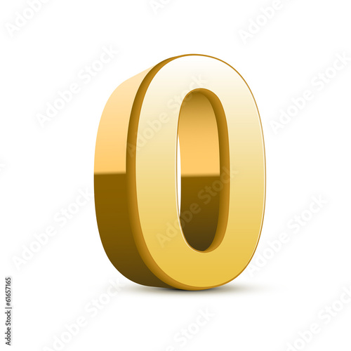 3d shiny golden number 0