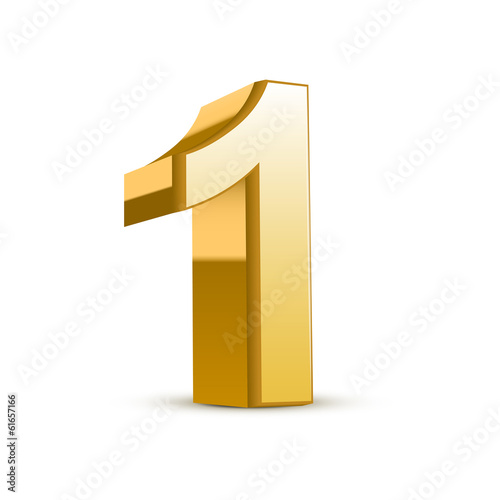 3d shiny golden number 1