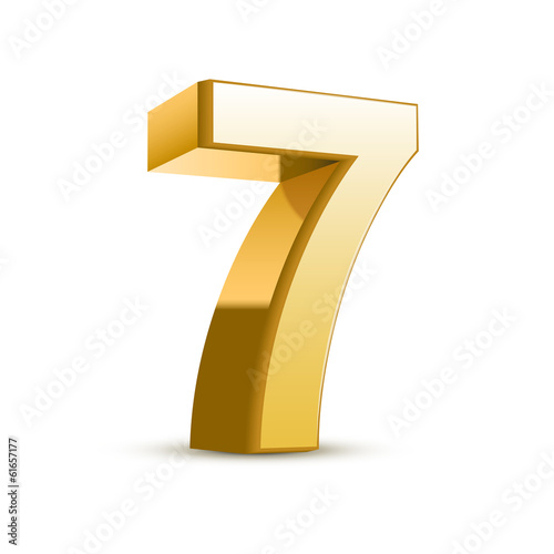 3d shiny golden number 7