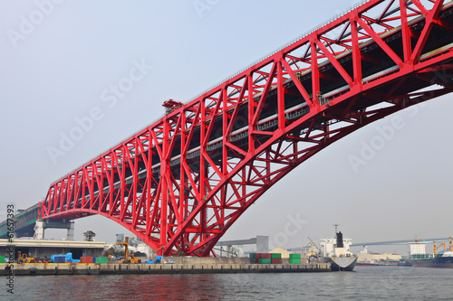 Red bridge in Osaka