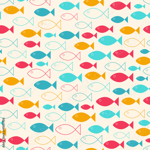 vintage fish seamless pattern