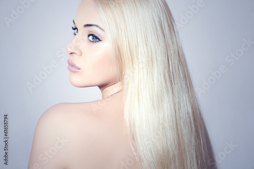 Beautiful Blond Woman with Magnificent Hair. Beauty Sexy Girl