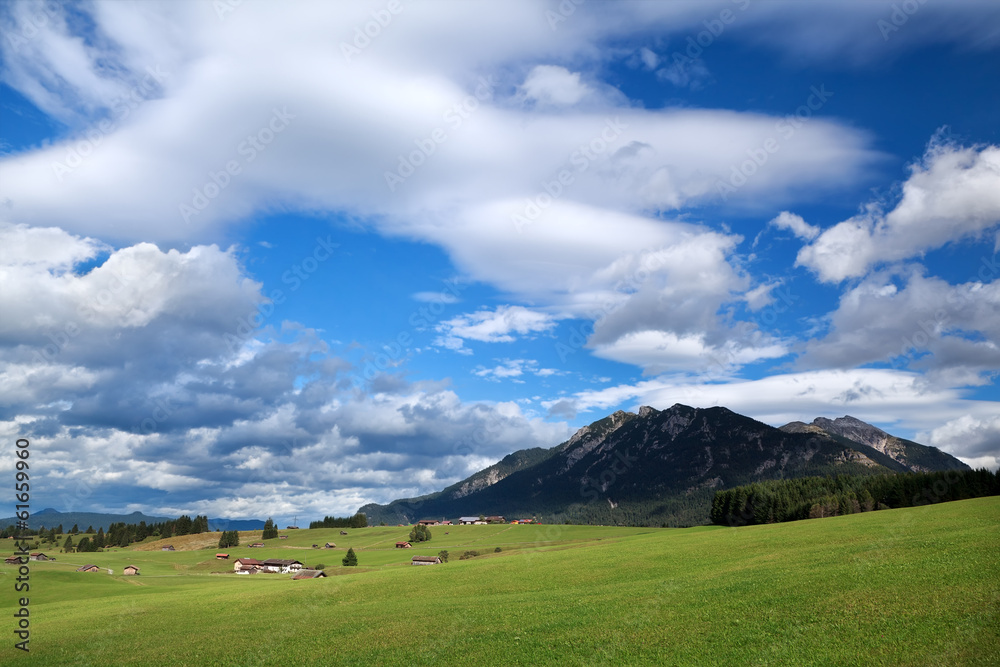Obraz premium blue sky over alpine meadows