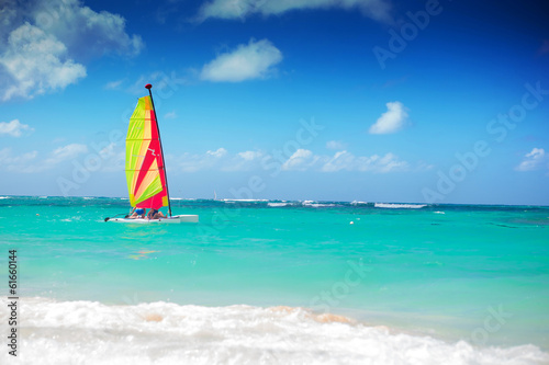 catamaran sailing in the caribbean sea © Viorel Sima