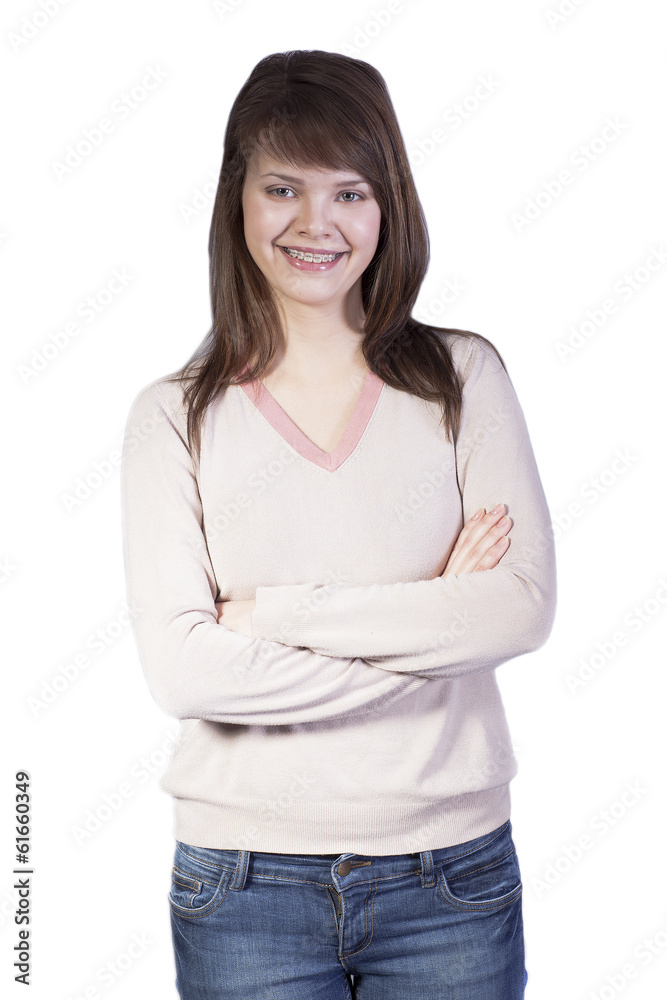 isolated smiling caucasian young woman isolated smiling caucasian young woman