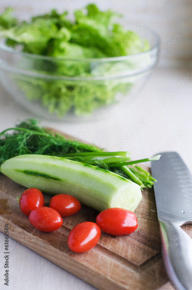 The veggies on the cutting board The veggies on the cutting board