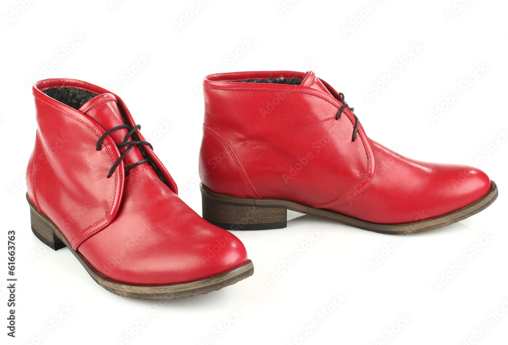 Women's red boots with laces