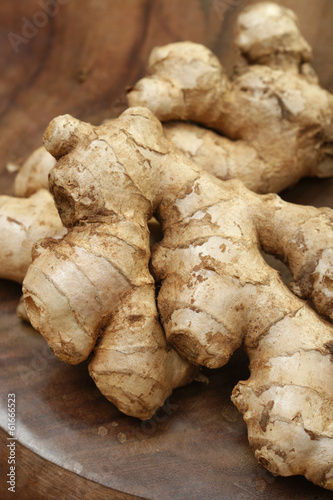 Ginger is a spice which is used for cooking.