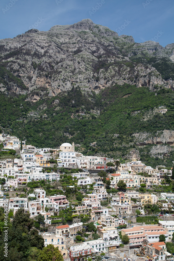 Positano Under Mountain on Amalfi Post