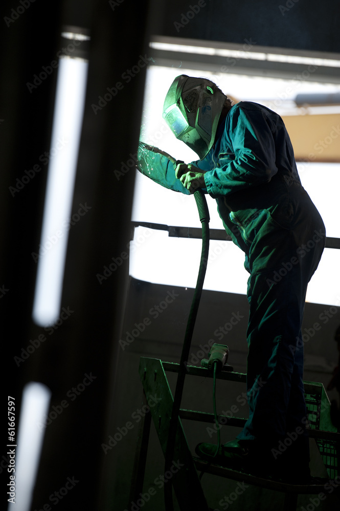 Arc welder with welding sparks Arc welder with welding sparks