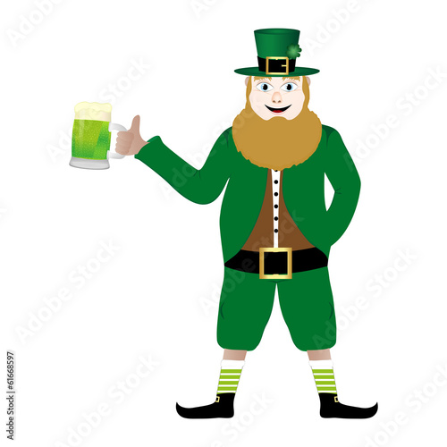 leprechaun with beer St. Patrick's Day
