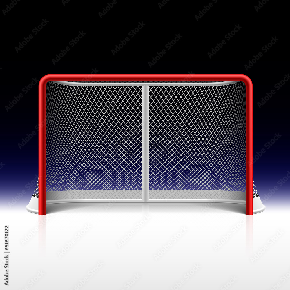 Fototapeta premium Ice hockey net, goal on black