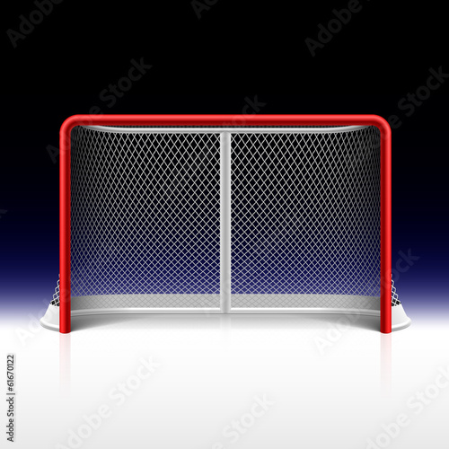 Ice hockey net, goal on black