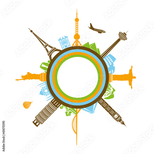 world buildings in circle