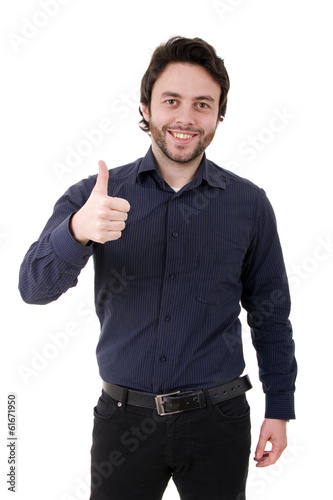 young casual man portrait in a white background