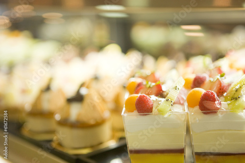 Showcase of cakes
