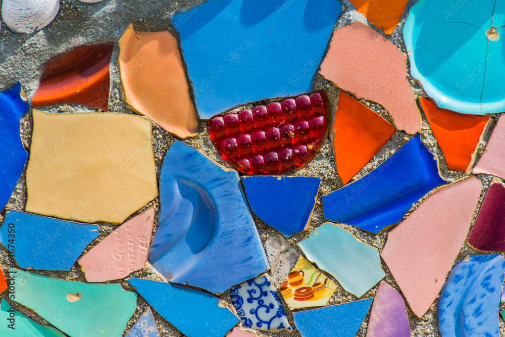 Obraz premium Closeup of Watts Towers Wall faced with colorful ceramics