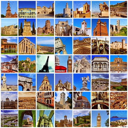 european landmarks collage