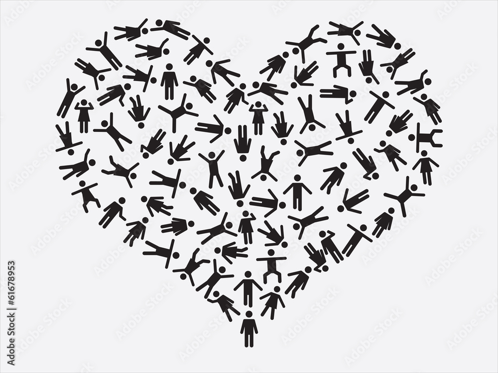 People pictogram heart illustration
