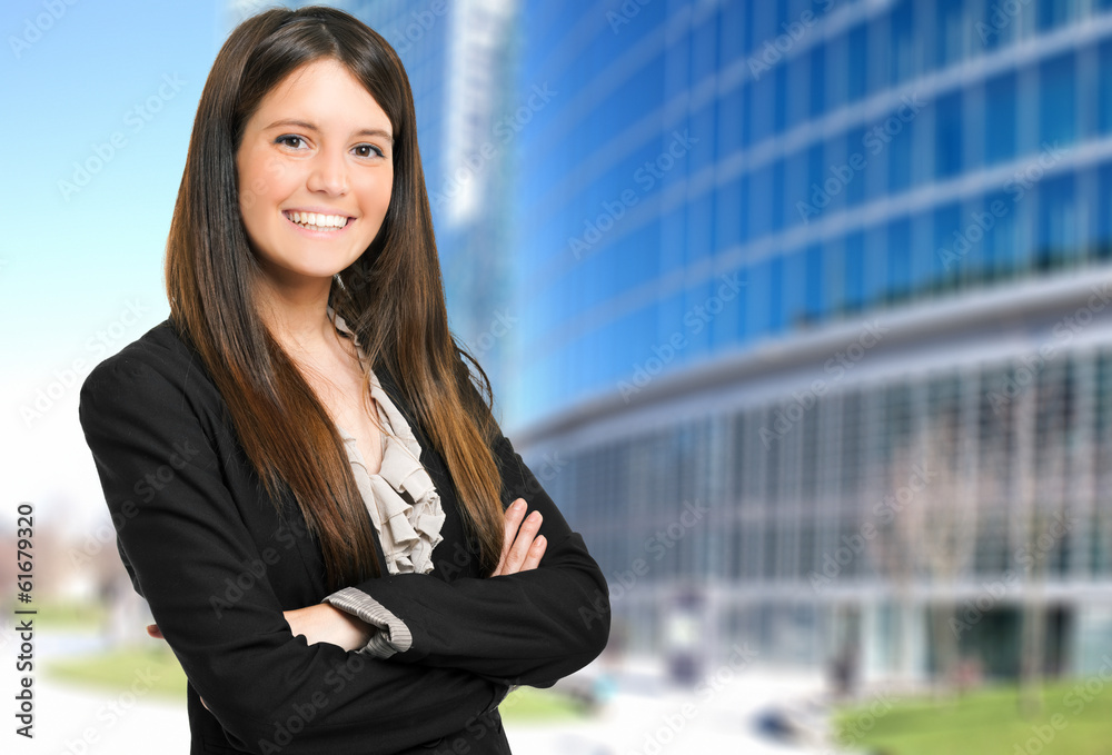 Smiling businesswoman outdoor
