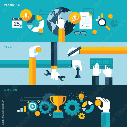 Set of flat design vector illustration concepts for business