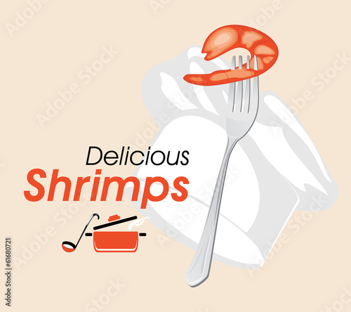 Delicious shrimps. Icon for a cooking design
