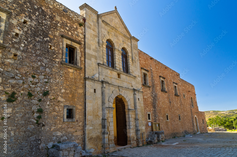 External walls of Arcady monastery, island of Crete