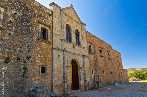 External walls of Arcady monastery, island of Crete