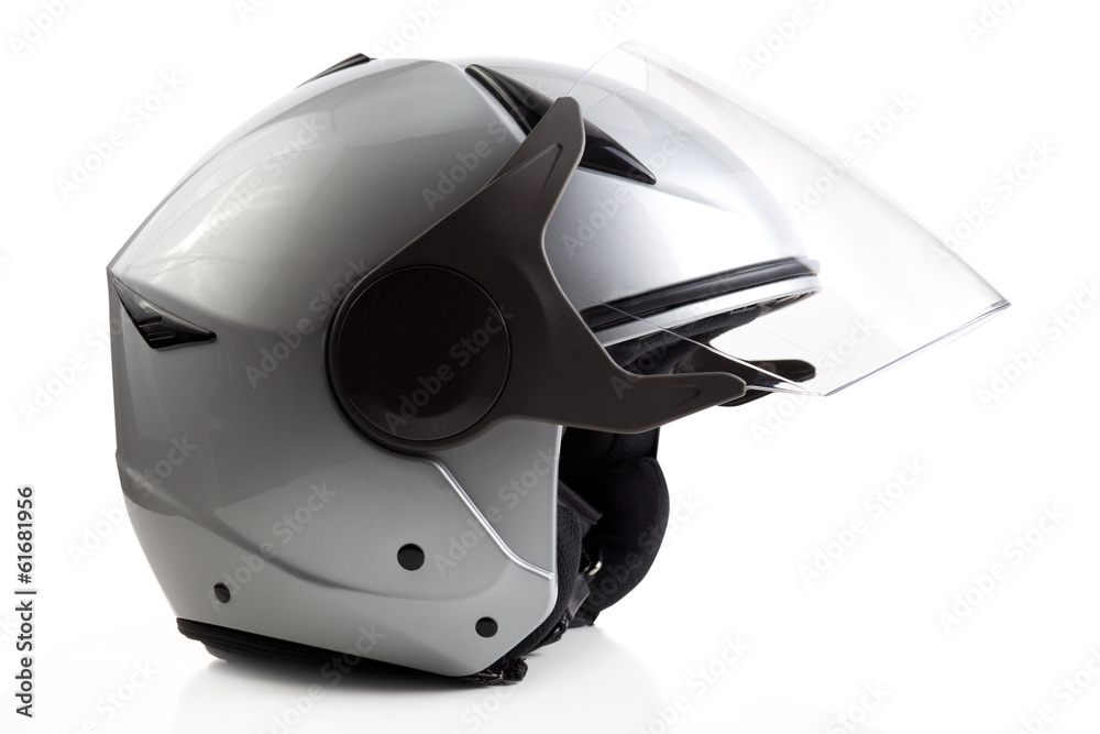 Obraz premium Silver bike helmet isolated