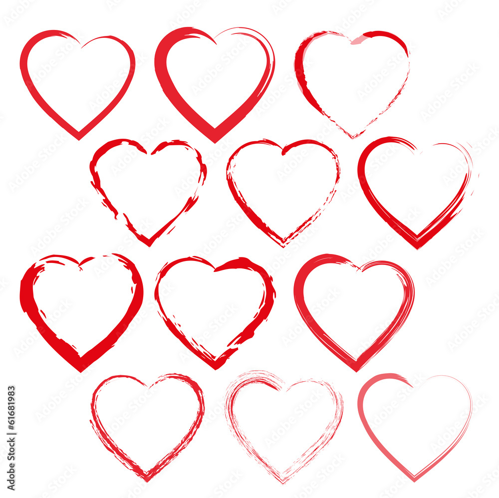 Collection of red hearts. Vector illustration Collection of red hearts. Vector illustration