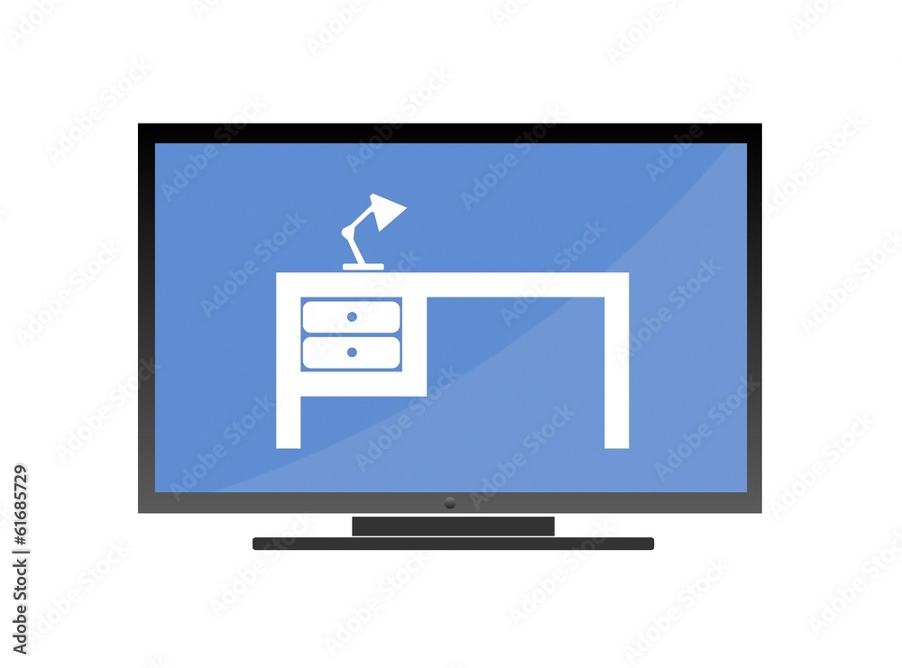 Bureau dans un écran de télévision Bureau dans un écran de télévision