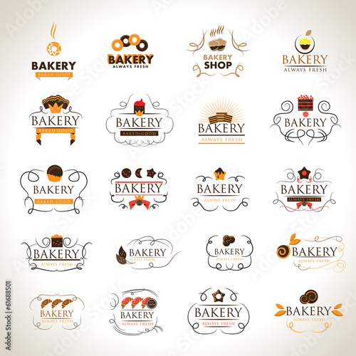 Bakery Icons Set - Isolated On Gray Background