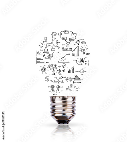 Light bulb with drawing graph inside isolated on white backgroun © jannoon028