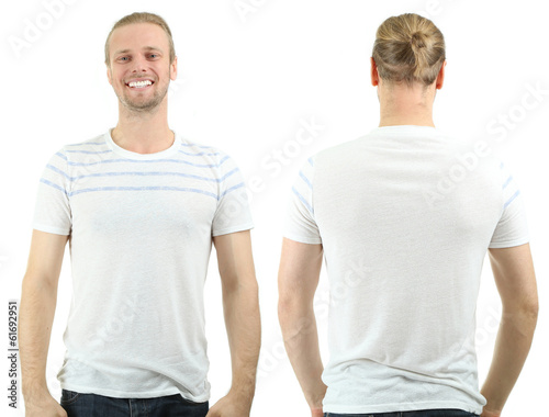 Handsome young man in t-shirt isolated on white