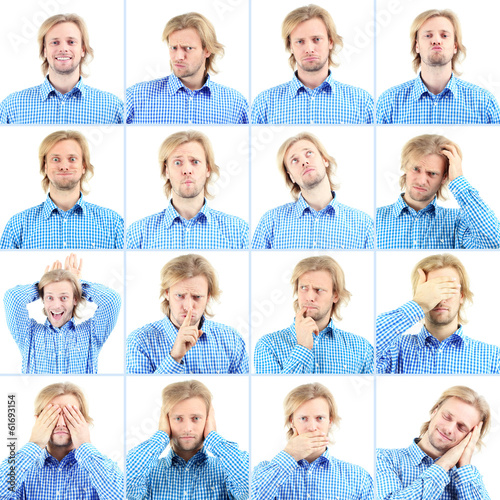 Collage of handsome emotion...