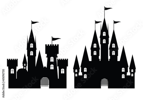 Leinwand Poster Collection of castle isolated on white, vector