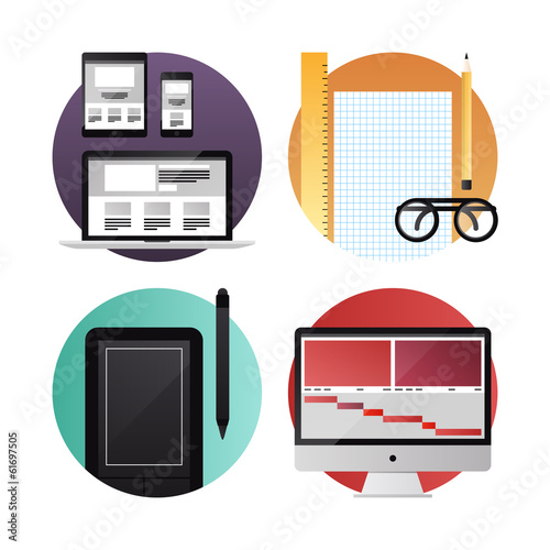 Web and video design flat icons