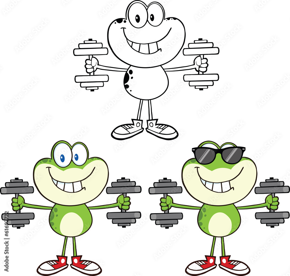 Obraz premium Frog Cartoon Mascot Character 6 Collection Set