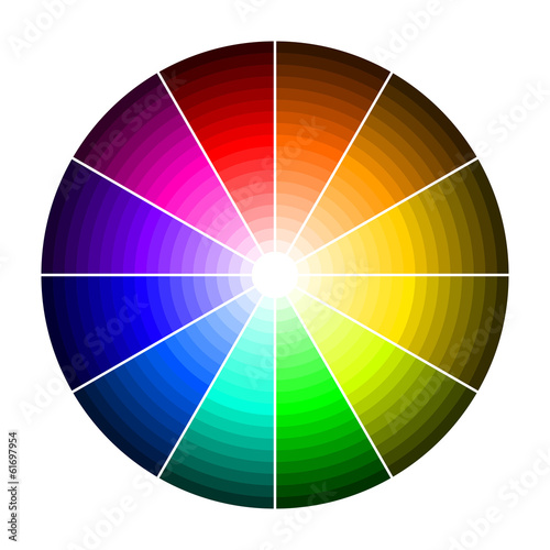 Color wheel with shade of colors
