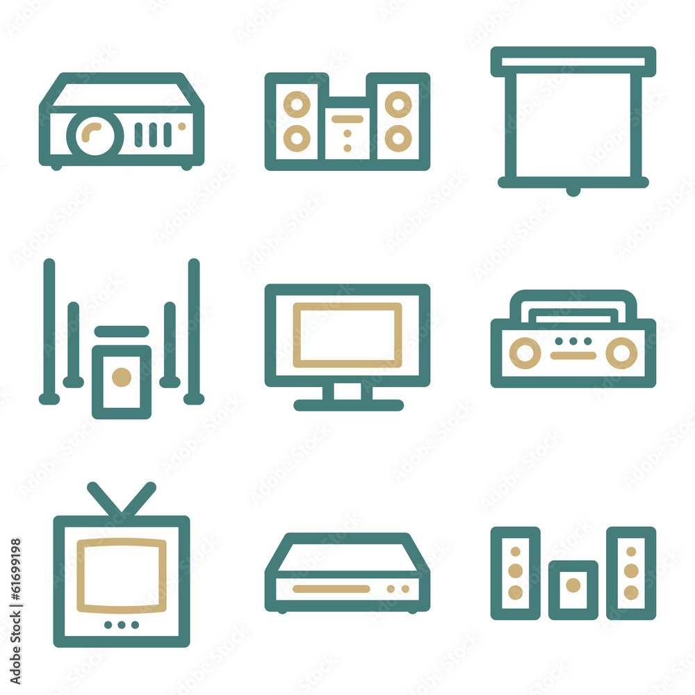 Audio video web icons, two color series Audio video web icons, two color series