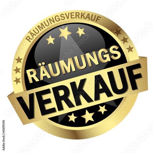 Button mit Banner " RÄUMUNGSVERKAUF "