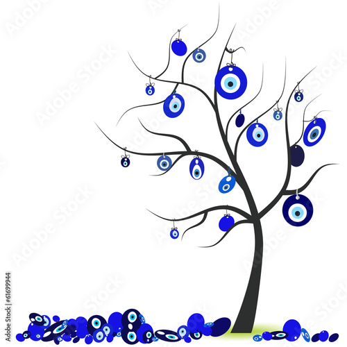Tree with eye bead vector illustration photo