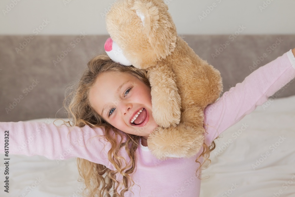 Young happy girl with stuffed toy Young happy girl with stuffed toy