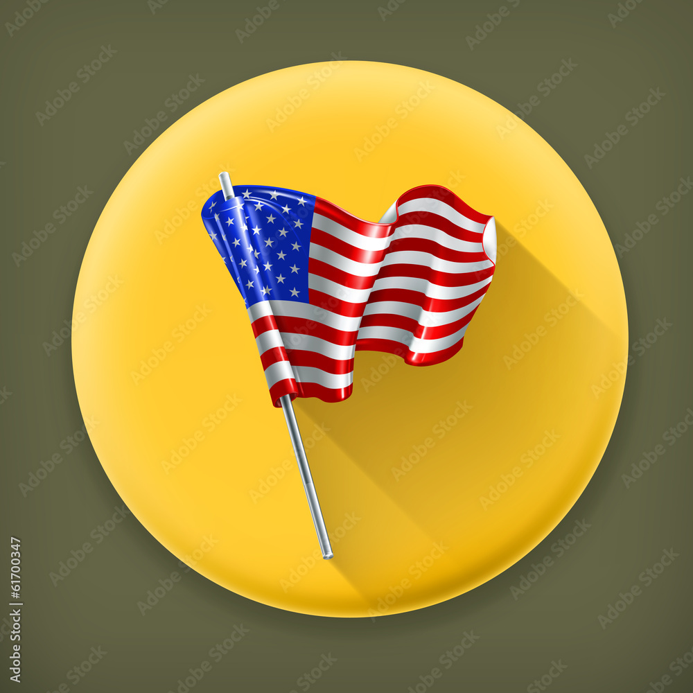 Flag of the United States, long shadow vector icon